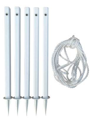 Garden Verge Markers 50cm high Plastic Posts (5 pcs) with Rope (10.5m ...