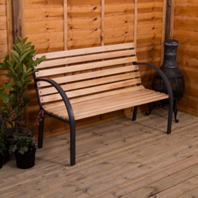 Garden Vida 2 Seater 120cm Wide Slatted Tradtional Garden Outdoor Bench