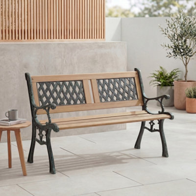 Garden Vida 3 Seater 123cm Wide Twin Cross Style Garden Outdoor Bench