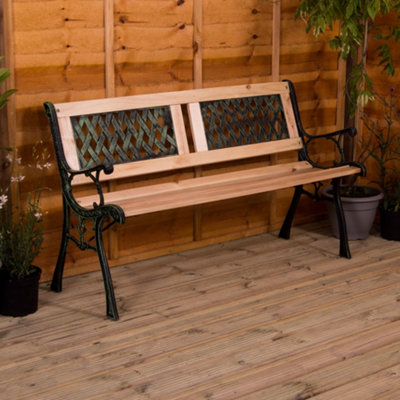 Garden Vida 3 Seater 123cm Wide Twin Cross Style Garden Outdoor Bench