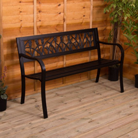 Garden Vida 3 Seater 125cm Wide Tulip Style Steel Garden Outdoor Bench