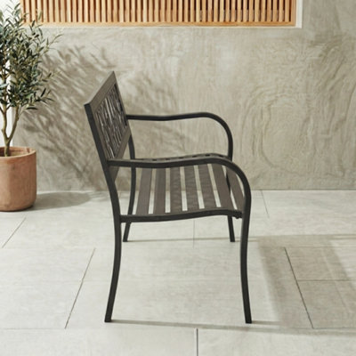 Garden Vida 3 Seater 125cm Wide Tulip Style Steel Garden Outdoor Bench