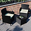 Garden Vida Bali Black 2 Seater Balcony Garden Outdoor Rattan Furniture Set