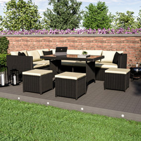 Garden Vida Belgrave Black 9 Seater Balcony Garden Outdoor Rattan Furniture Set