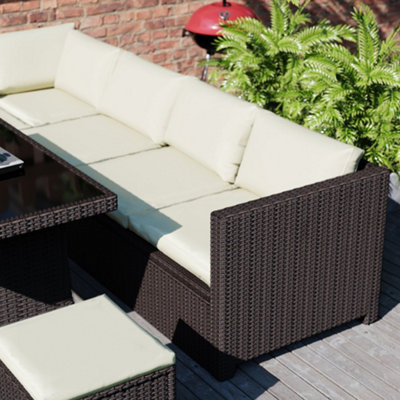 Garden Vida Belgrave Brown 9 Seater Balcony Garden Outdoor Rattan Furniture Set With Cover