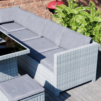 Garden Vida Belgrave Grey 9 Seater Balcony Garden Outdoor Rattan Furniture Set With Cover