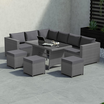 Garden Vida Belgrave Grey 9 Seater Balcony Garden Outdoor Rattan