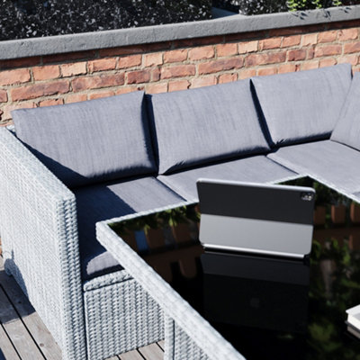 Garden Vida Belgrave Grey 9 Seater Balcony Garden Outdoor Rattan Furniture Set