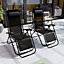 Garden Vida Black Sun Lounger Zero Gravity Chair Set of 2