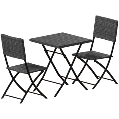 Garden Vida Capri Grey 2 Seater Rattan Garden Outdoor Bistro Set
