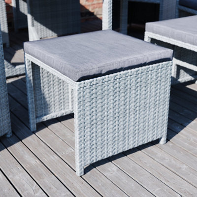 Garden Vida Cuba Grey 8 Seater Rattan Garden Outdoor Bistro Set With Cover DIY at B Q