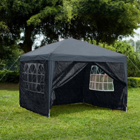 Garden Vida Grey Pop up Gazebo With Sides (H)2.6m (W)2.5m (D)2.5m Garden Outdoor Marquee Party Tent