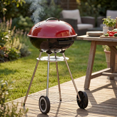 coolabah outdoor mini kettle bbq Garden Vida Memphis Red & Black Freestanding Kettle Grill BBQ Outdoor  Portable Round