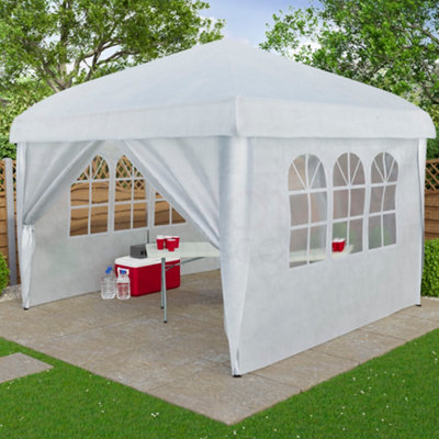 Garden Vida White Pop up Gazebo With Sides (H)2.6m (W)2.5m (D)2.5m Garden Outdoor Marquee Party Tent