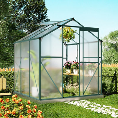 Garden Walk-in Aluminium Greenhouse Polycarbonate with Foundation and ...