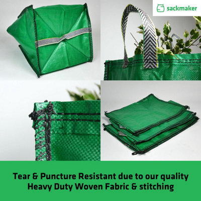 Garden Waste Bags - 120 Litre - 3 PACK - PREMIUM GRADE - Industrial Fabric and Handles - Heavy Duty Garden/Green Waste Sacks