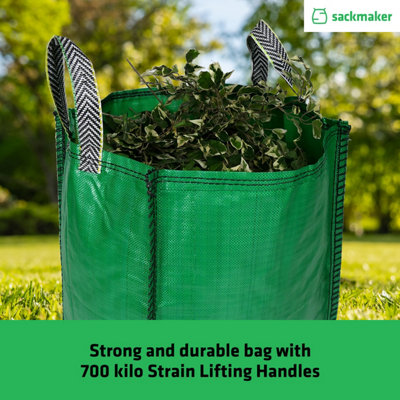 Garden Waste Bags - 120 Litre - 3 PACK - PREMIUM GRADE - Industrial Fabric and Handles - Heavy Duty Garden/Green Waste Sacks