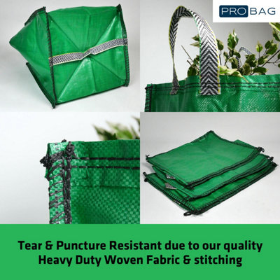 Garden Waste Bags - 120 Litre - 5 PACK - PREMIUM GRADE - Industrial Fabric and Handles - Heavy Duty Garden/Green Waste Sacks - 3