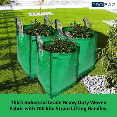 Garden Waste Bags - 120 Litre - 5 PACK - PREMIUM GRADE - Industrial Fabric and Handles - Heavy Duty Garden/Green Waste Sacks - 4