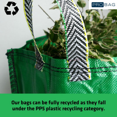Garden Waste Bags - 120 Litre - 5 PACK - PREMIUM GRADE - Industrial Fabric and Handles - Heavy Duty Garden/Green Waste Sacks - 5