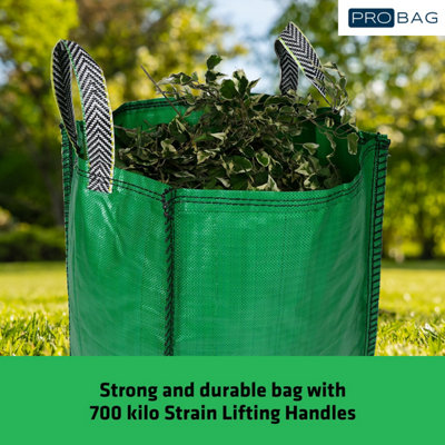 Garden Waste Bags - 120 Litre - 5 PACK - PREMIUM GRADE - Industrial Fabric and Handles - Heavy Duty Garden/Green Waste Sacks - 6