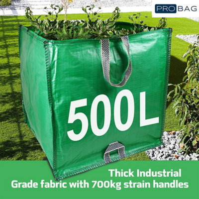 Garden Waste Bags - 500 Litre - 3 Sacks - PREMIUM GRADE - Industrial Fabric and Handles - Heavy Duty Garden/Green Waste Sack