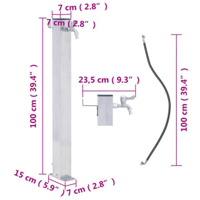 Garden Water Column 100 cm Stainless Steel Square