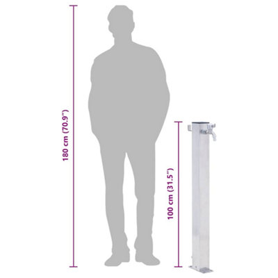 Garden Water Column 100 cm Stainless Steel Square