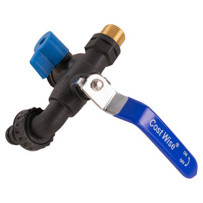 Garden Watering 1/2" bsp Outdoor Double Outlet PVC Lever tap with Brass Thread - 8