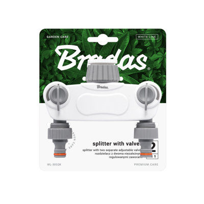 Garden watering outdoor universal tap splitter/manifold 2 flow valves/taps