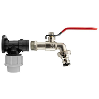 Garden Watering tap/Stopcock 20mm Water Pipe MDPE Back/Wall Plate+Lever tap+Free Thread Seal Tape