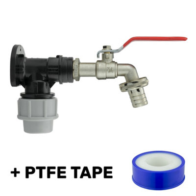 Garden Watering tap/Stopcock 25mm Water Pipe MDPE Back/Wall Plate+Lever ...