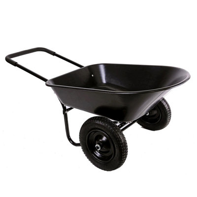 Garden WHEELBARROW 150kg Heavy Duty 85Ltr Toughened Plastic Barrow Tray Yard Equine with 2 Wheels All Terrain Pneumatic Tyres