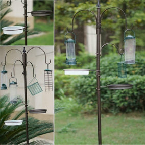 Garden Wild Bird Feeding Station with Hanging Feeders Seed Tray Water Bath Table