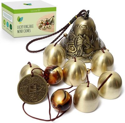 Garden Wind Chimes for Indoor or Outdoor use with Good Luck Fengshui Metal Wind Chime Bells (Dragon Design)