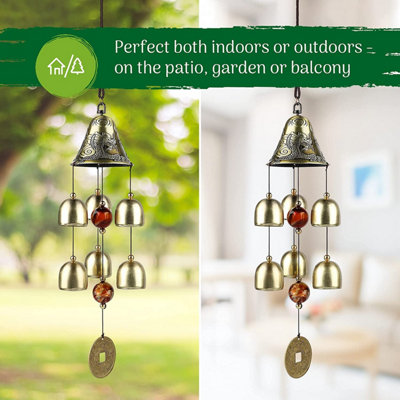 Garden Wind Chimes for Indoor or Outdoor use with Good Luck Fengshui Metal Wind Chime Bells (Dragon Design)