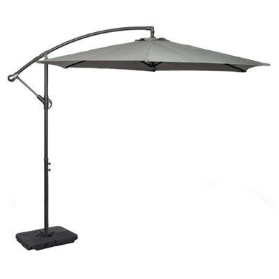 GardenCo 3m Grey Outdoor Cantilever Banana Garden Furniture Parasol with Fillable Base Weights & Cover