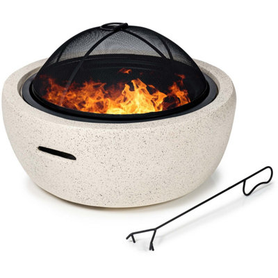 GardenCo Natural MgO Wood Burner Fire Pit with Large 60cm Bowl and ...