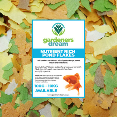 GardenersDream 100G Nutritious Pond Flakes 40% Protein Complete Pond Fish Food