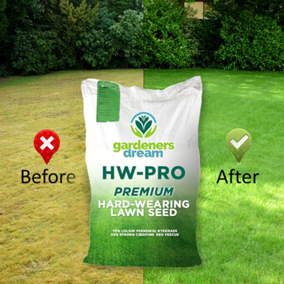 GardenersDream 10kg HARD-WEARING PREMIUM TOUGH BACK GARDEN LAWN GRASS SEED