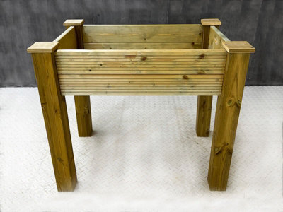 GardenGlow wooden planter, 2-tier grooved surface (L-125cm x D-60cm x H-100cm)