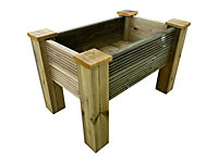 GardenGlow wooden planter, 2-tier grooved surface (L-125cm x D-60cm x H-50cm)