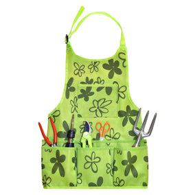 Gardening Apron With Pockets and Belt for Gardening Tools, Accessories and Fasten Belt with Adjustable Neck
