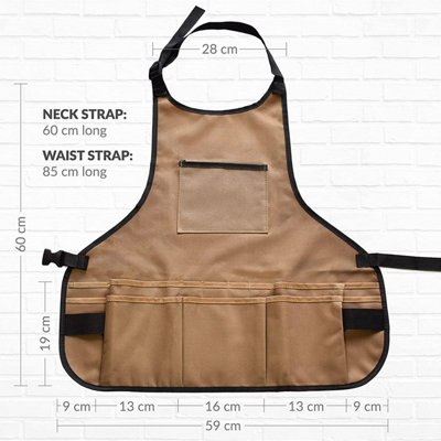 Gardening Apron With Pockets on Chest and Belt for Gardening Tools for Men & Women (Brown)
