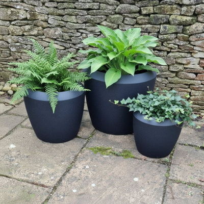 Gardening Naturally Castille Stone Lite Garden Plant Pot Antique Pewter ...