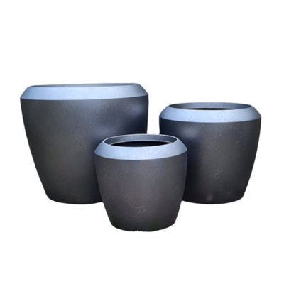 Gardening Naturally Castille Stone Lite Garden Plant Pot Antique Pewter ...