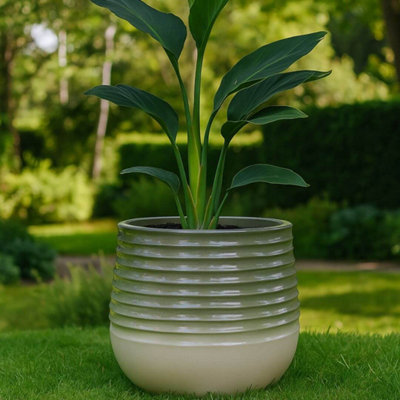 Gardening Naturally Ceramic Effect Plant Pot Sage and Ivory Danube ...