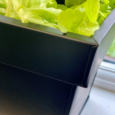 Gardening Naturally Window Box Black Zinc Planter 60cm