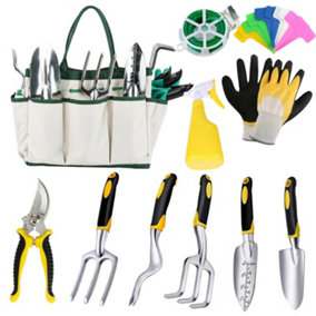Gardening Tools Kit 11 Piece Gardening Set with Oxford Bag, Gloves, Tools & Trowel