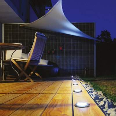 GardenKraft 10469 Pack Of 8 Stainless Steel Solar Ground Lights - 8